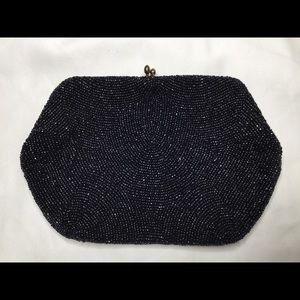 Vintage Famous Barr Black Beaded Clutch